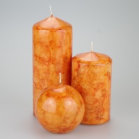Burnt orange coloured marble Pillar candle set of 3